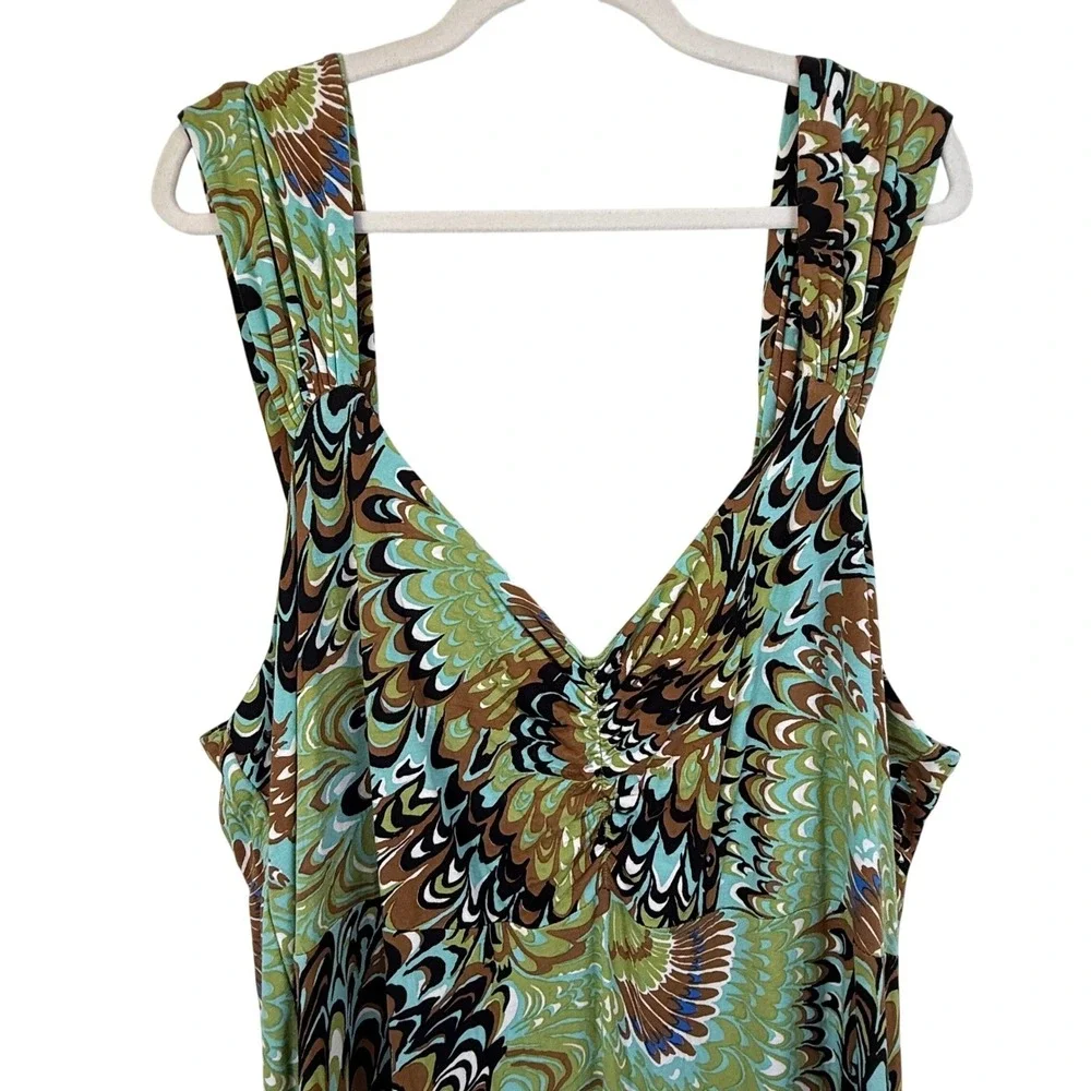 The‎ Pyramid Collection Maxi Dress Women 2X PEACOCK Sleeveless RESORT VACATION